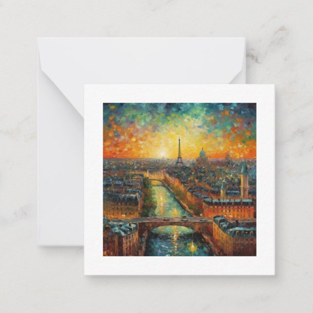 Cartão De Notas Paris à noite, estilo van Gogh (Frente)