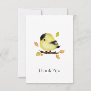 Cartão De Notas Pássaro Bonito Goldfinch do Bebê Obrigado Nota