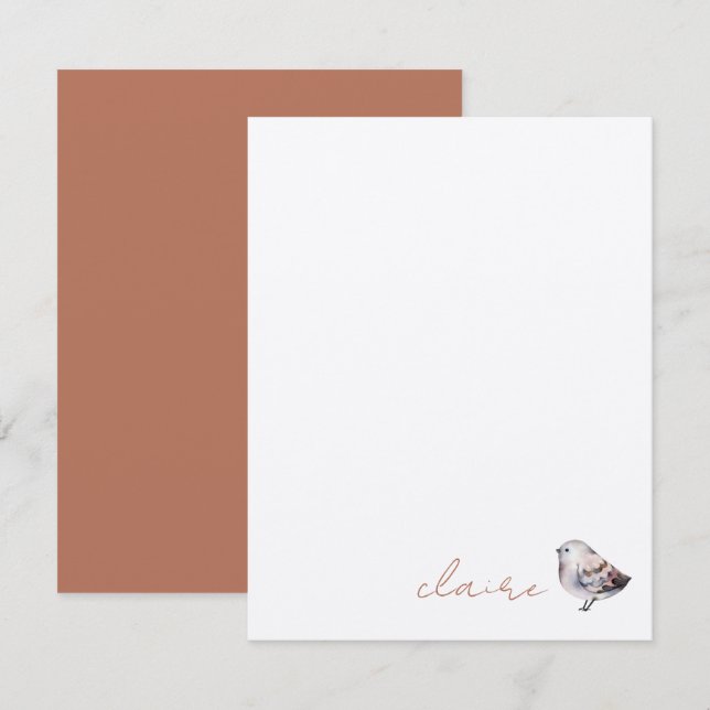 Cartão De Notas Pássaro Fofo Personalizado (Frente/Verso)