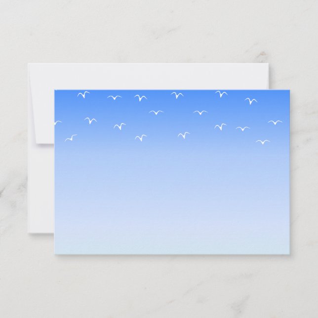 Cartão De Notas Pássaros Voando No Céu Azul Branco (Frente)