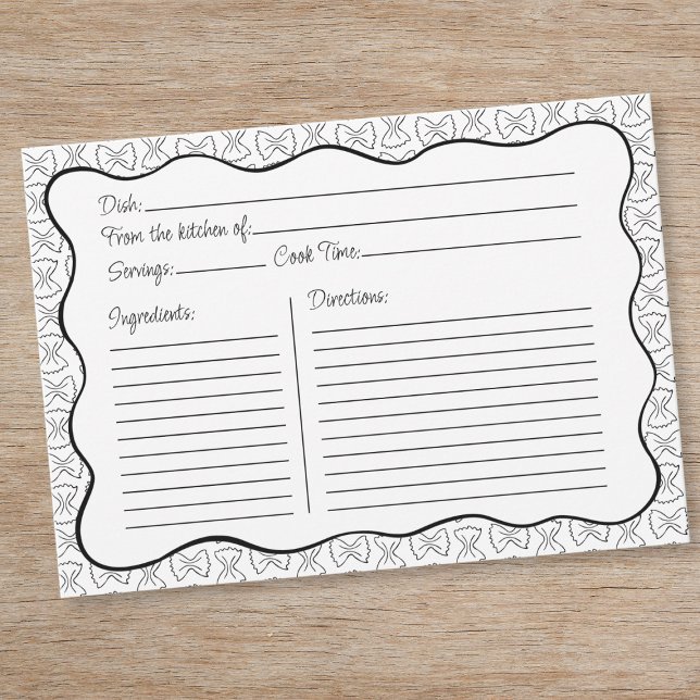 Cartão De Notas Pasta Padrão Chic Black & White Wavy Recipiente (Criador carregado)