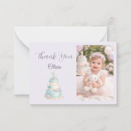 Cartão De Notas Pastel Conto de Fadas Primeiro Aniversário Foto Ob