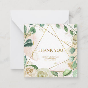 Cartão De Notas Pastel floral personalizável elegante "Obrigado"