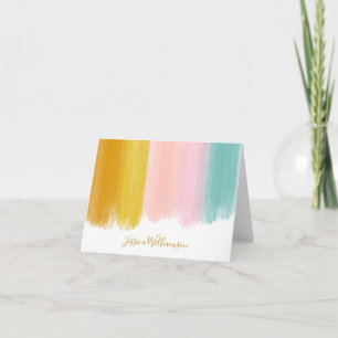 Cartão De Notas Pastel Watercolor Brush Strokes Personalized