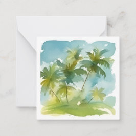 Cartão De Notas Pastel Watercolor Palm Trees