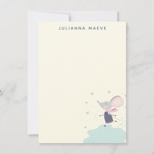 Cartão De Notas Patinador De Rato Caprichoso Férias Personalizado (Frente)