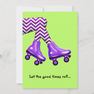 Cartão De Notas Patins com meias roxas de aniversário