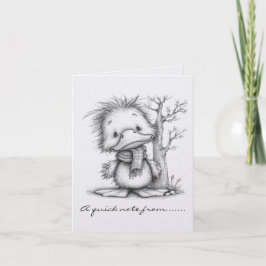 Cartão De Notas Pato de Natal Preto e Branco