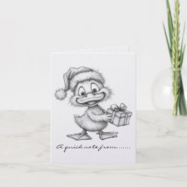 Cartão De Notas Pato de Natal Preto e Branco
