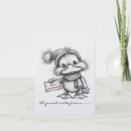 Cartão De Notas Pato de Natal Preto e Branco