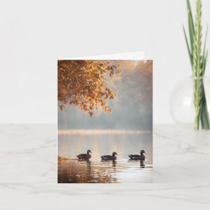 Cartão De Notas Patos No Lago De Outono