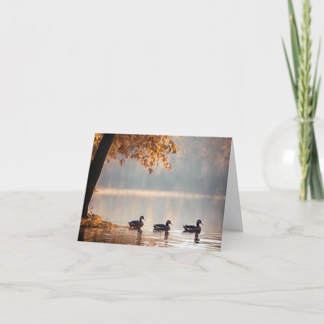 Cartão De Notas Patos No Lago De Outono (Frente)