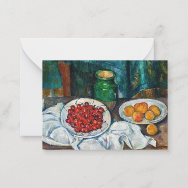 Cartão De Notas Paul Cezanne - Ainda vive com cerejas e caçadores (Frente)