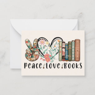 Cartão De Notas Paz, Amor e Livros