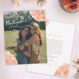 Cartão De Notas Peach blosom watercolor bridesmaid proposta