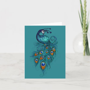 Cartão De Notas Peacock Feather Teal Peacocks