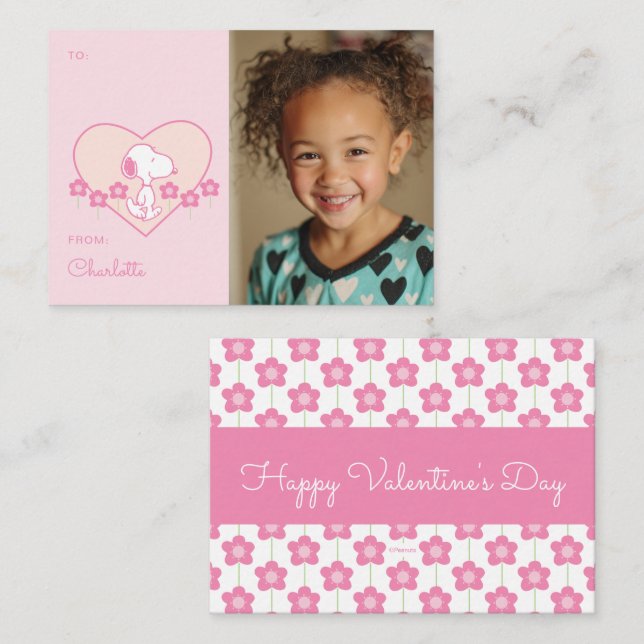 Cartão De Notas Peanuts | Snoopy Heart Photo Valentine (Frente/Verso)