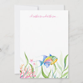 Cartão De Notas Peixes Tropicais Coloridos Aquarela