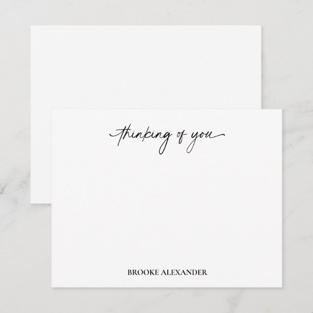 Cartão De Notas Pensando em Você Letra Decorativa (Frente/Verso)