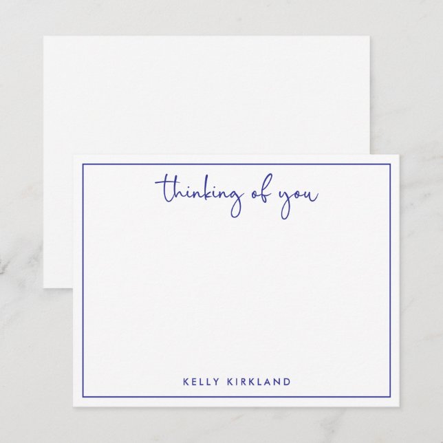 Cartão De Notas Pensando em você Marinho Azul Pessoal (Frente/Verso)