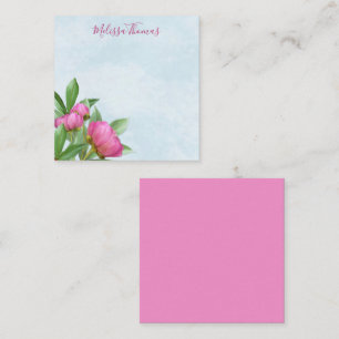 Cartão De Notas Peonias Rosa-Cor-de-Água Moderna Elegante Floral