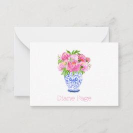 Cartão De Notas Peonies Chinoiserie Vase Papel de carta Personaliz