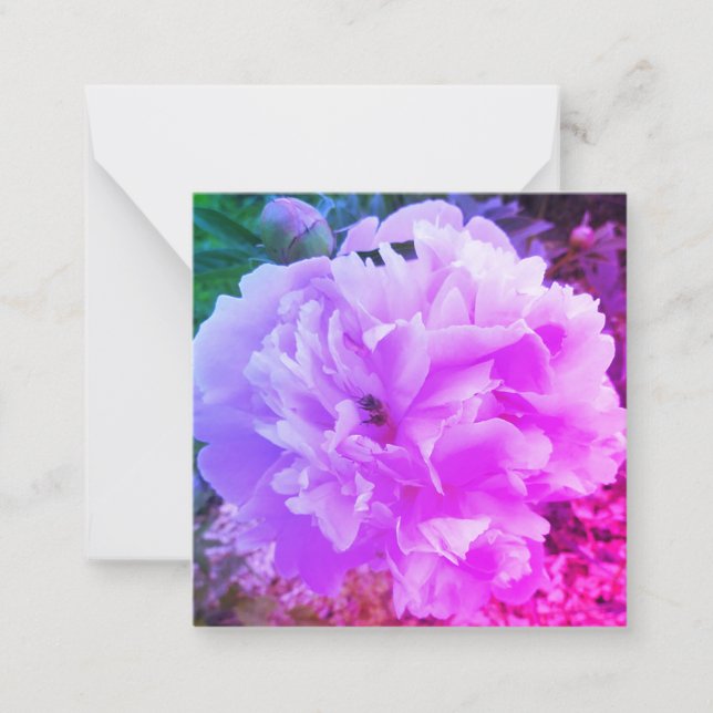 Cartão De Notas Peony Flower com Honey Bee (Frente)