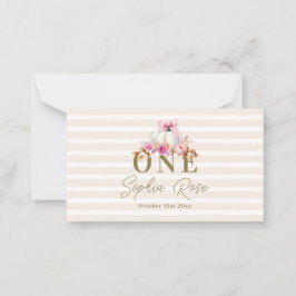 Cartão De Notas Pequeno Abóbora Laço Rosa Rosas 1º Aniversário Ele