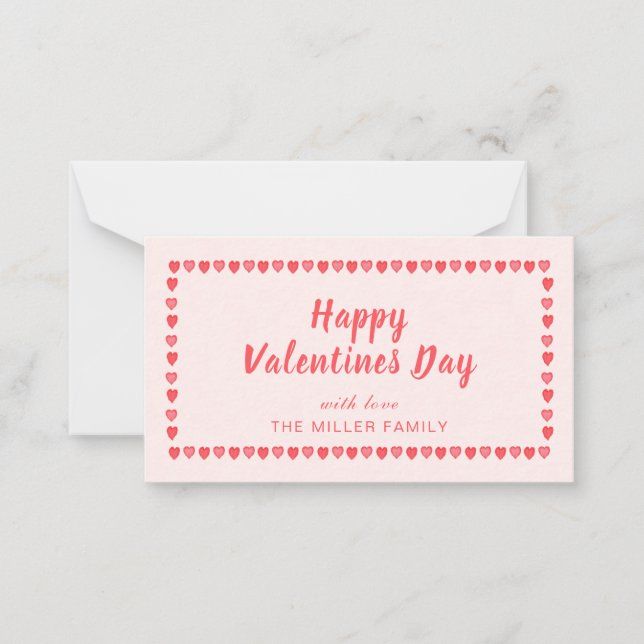 Cartão De Notas Pequeno coração rosa dia dos namorados (Frente)