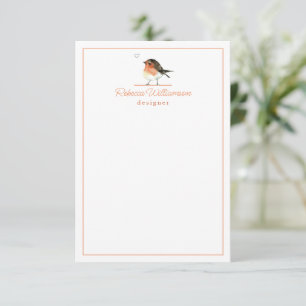 Cartão De Notas Pequeno e Bonito Laranja Robin Elegante Personaliz