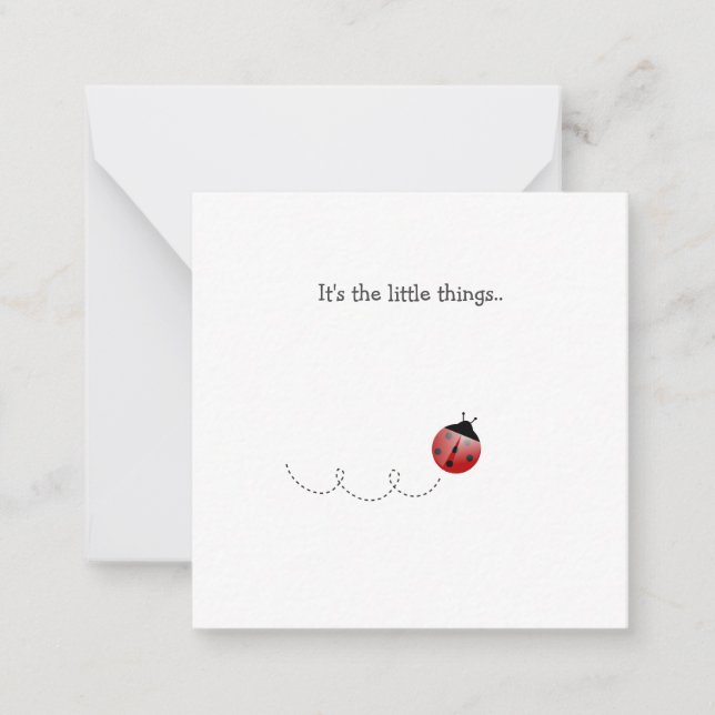 Cartão De Notas Pequeno Ladybug Mini Obrigado Nota (Frente)