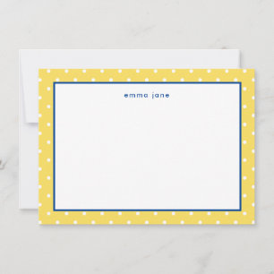 Cartão De Notas Pequenos Pontos Personalizados Azul e Amarelo