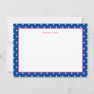 Cartão De Notas Pequenos pontos rosa e azul personalizados