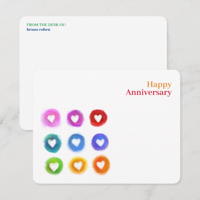 Cartão De Notas Personal Stationery: Rainbow Love hearts Note Card (Frente/Verso)