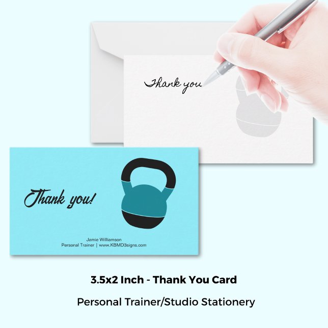 Cartão De Notas Personal Trainer Kettlebell Landscape Thank You (Personal Trainer Kettlebell Landscape Thank You Note Card, 3.5x2 Inch)