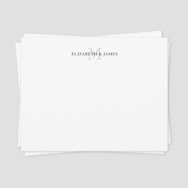 Cartão De Notas Personalizado Casal Monogramado Inicial (Vintage couple monogram note card)