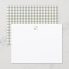 Cartão De Notas Personalizado Elegante Monograma Ginga Verde Xadre