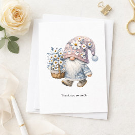 Cartão De Notas Personalizado Flor de Margarida Gnome Agradecido 