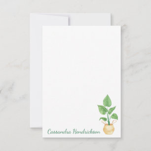 Cartão De Notas Personalizado Mínimo da Boho Plant Modern