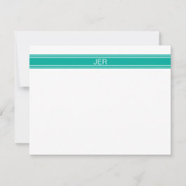 Cartão De Notas Personalizado Nome Inicials Monograma Azul Turques
