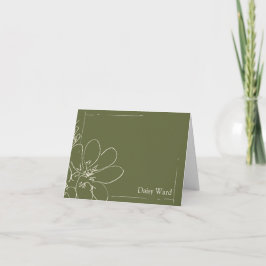 Cartão De Notas Personalizado Verde Flor Silvestre Rústica Desenha