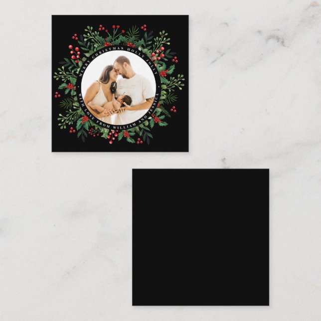 Cartão De Notas Personalizar Fotografia Natal Verde Botânico (Frente/Verso)