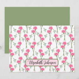 Cartão De Notas Personalized Carnation Floral Botanical Note Card