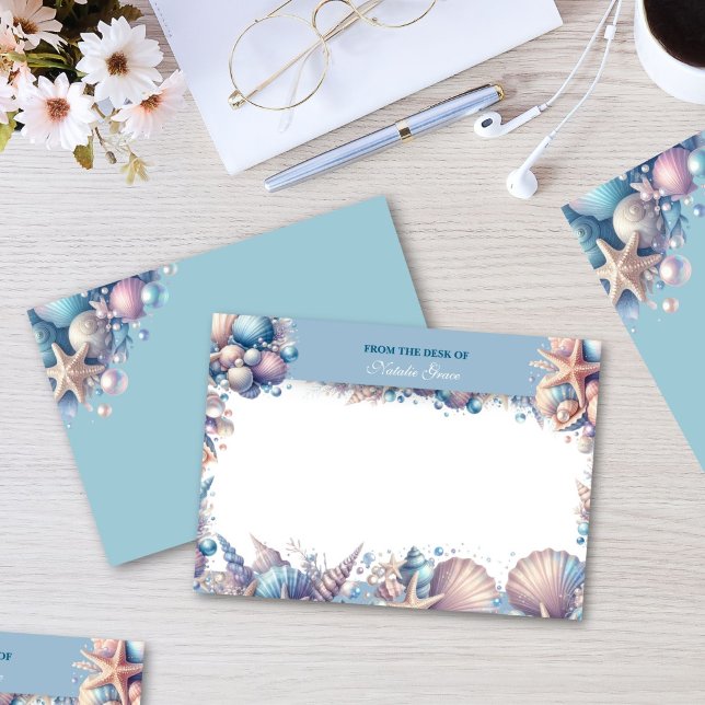 Cartão De Notas Personalized Coastal Seashell Notecard (Criador carregado)