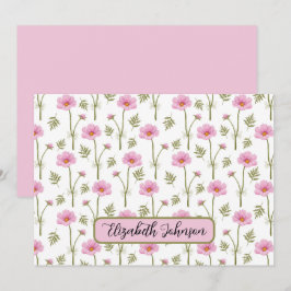 Cartão De Notas Personalized Cosmos Floral Botanical Note Card