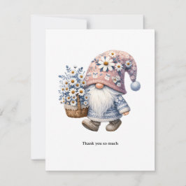 Cartão De Notas Personalized Cute Daisy Flower Gnome Thank you 