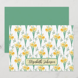 Cartão De Notas Personalized Daffodils Floral Botanical Note Card