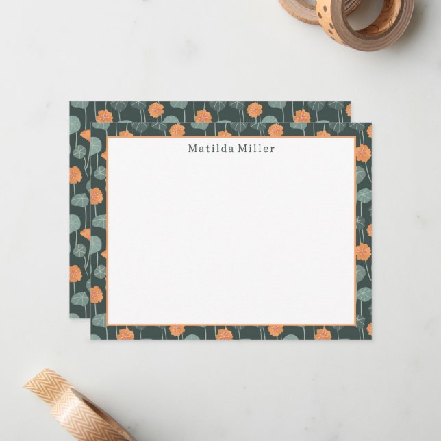 Cartão De Notas Personalized Floral Note Card (Frente/Verso In Situ)