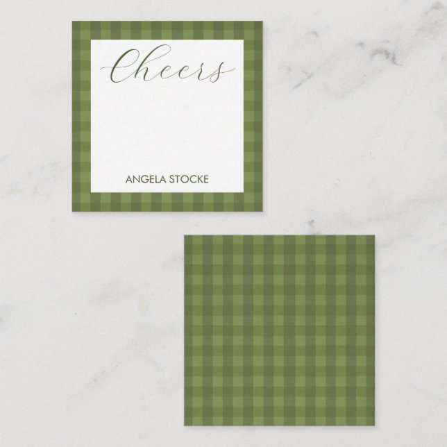 Cartão De Notas Personalized Green Gingham (Frente/Verso)