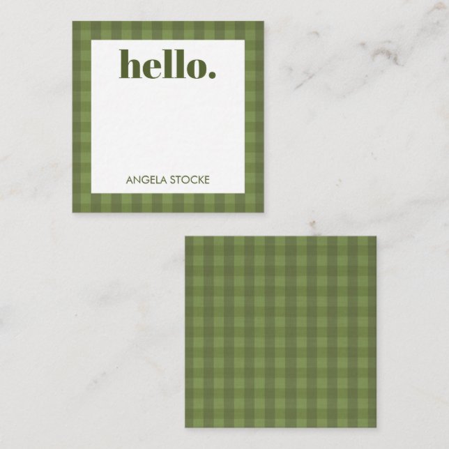Cartão De Notas Personalized Green Gingham (Frente/Verso)